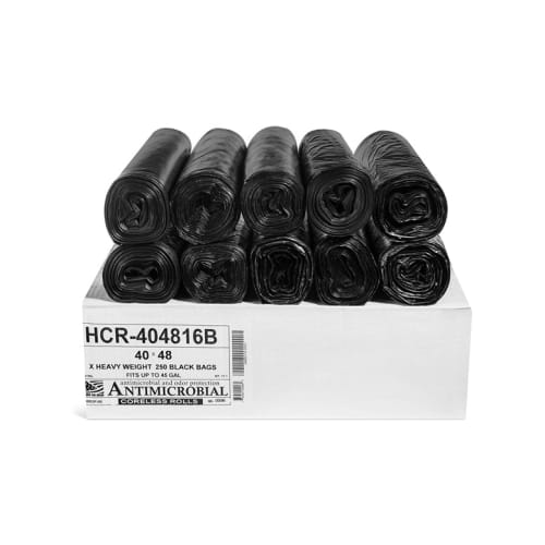Can Liner, High Density, 40x48 Rolls , Black, 16 Micron, Fits 40-45 Gallon